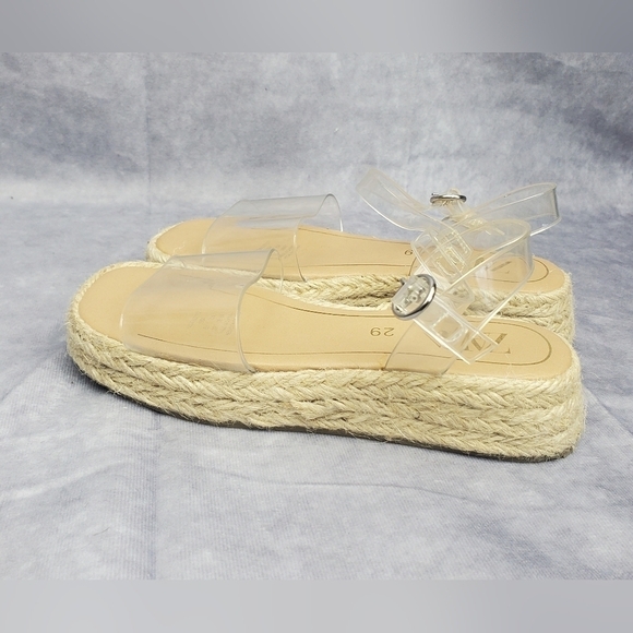 Zara Sandals Espadrille Flats Beige Fabric Slip On Girls Size 29 - Picture 1 of 13